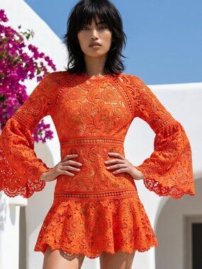MICHAEL-MICHAEL KORS Paisley BELL SLEEVE EMBROIDERED MINI DRESS